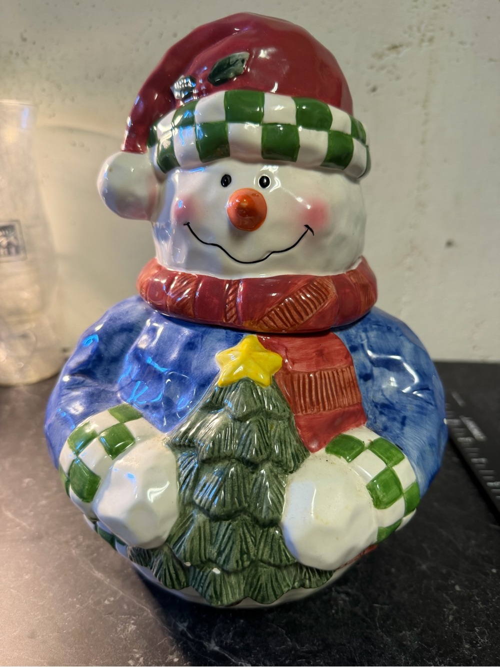 Festive Snowman Holiday Cookie Jar - Multi